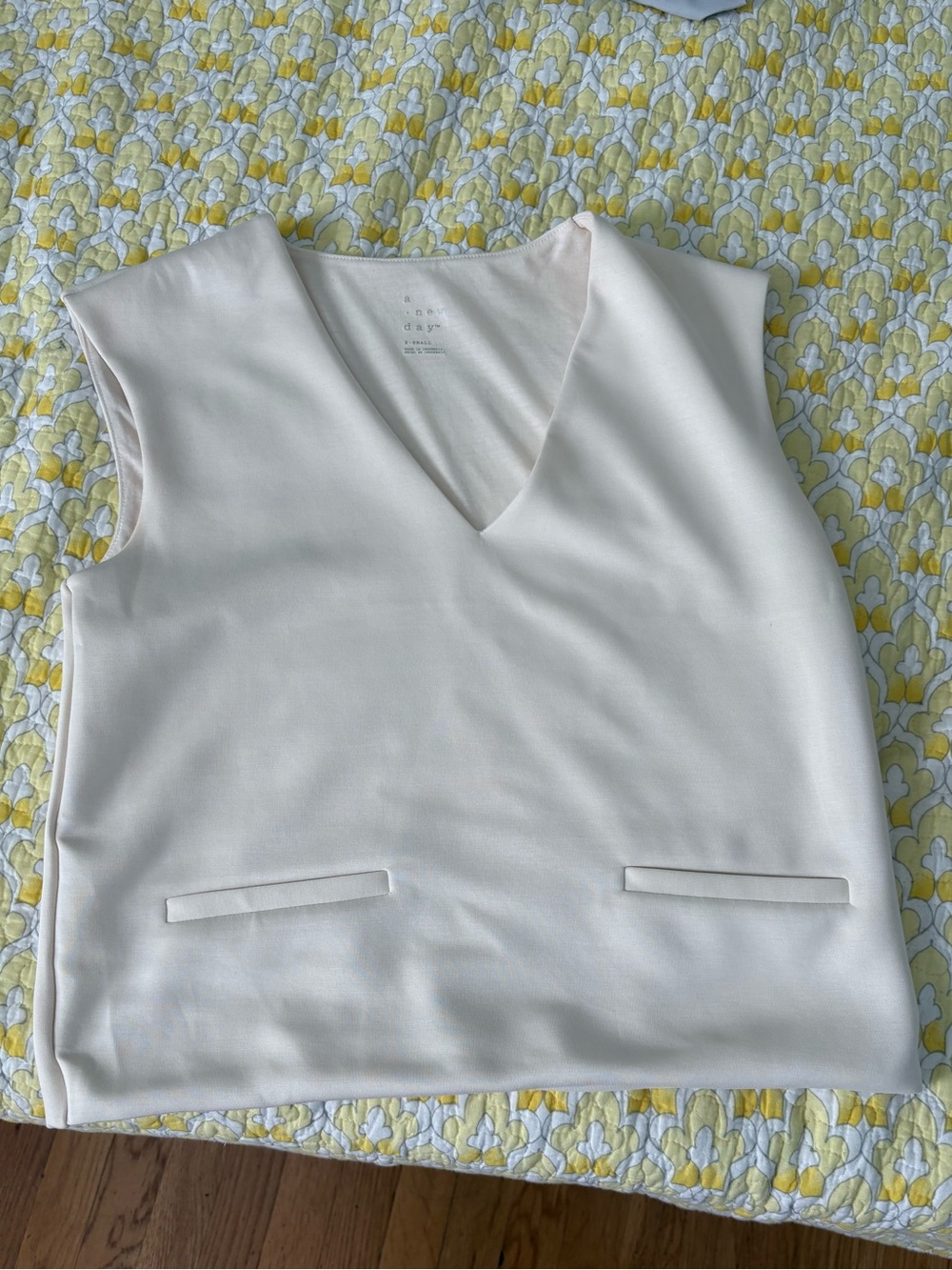 A New Day Cream V-Neck Sleeveless Shell Top